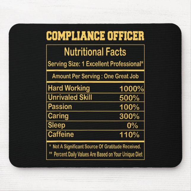 Mousepad Funny Compliance Officer Nutritional Facts Motivat (Frente)