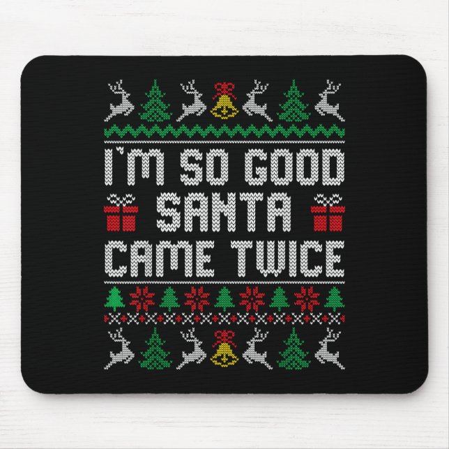 Mousepad Funny Couple Ugly Christmas Sweater For Men Women  (Frente)