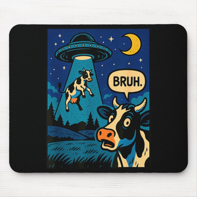 Mousepad Funny Cow Meme Ufo Alien Zoo Boys Girls Kids  (Frente)