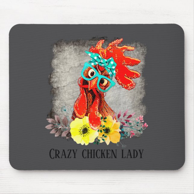 Mousepad Funny Crazy Chicken Lady Word Art  (Frente)