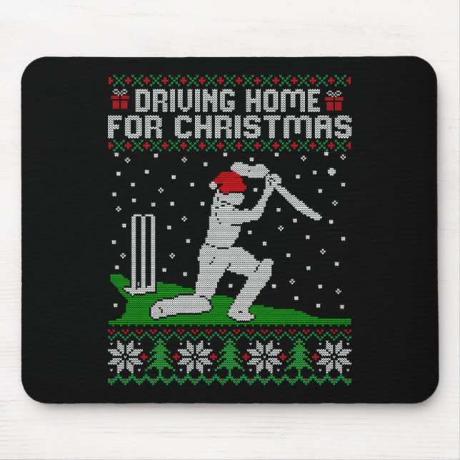 Mousepad Funny Cricket Player Driving Home For Christmas Sw (Frente)