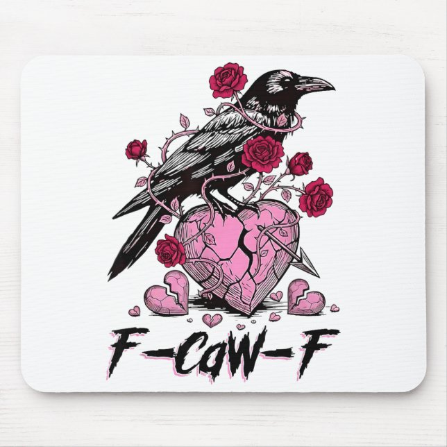 Mousepad Funny Crow F-caw-f Valentines Day Black Bird Fcawf (Frente)