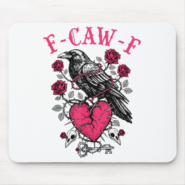 Mousepad Funny Crow F-caw-f Valentines Day Black Bird Fcawf (Frente)