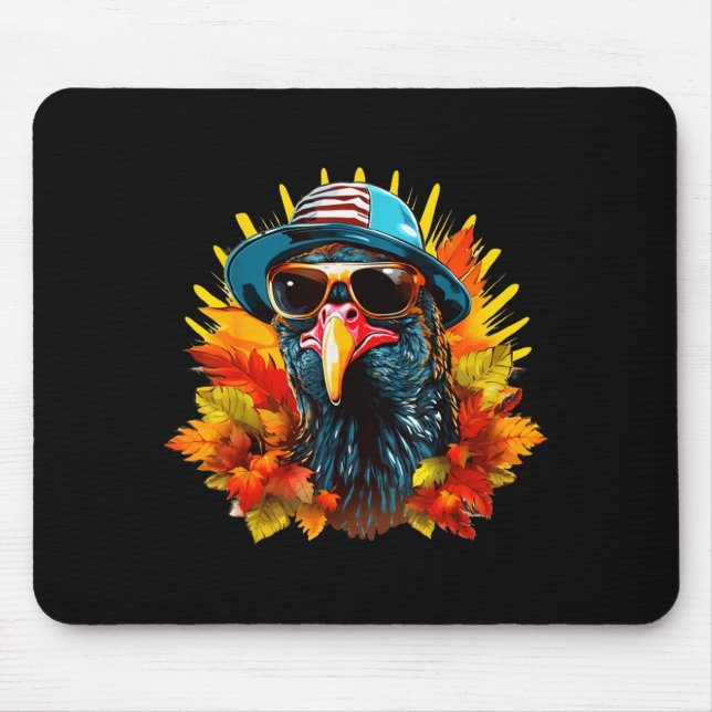 Mousepad Funny Cute Autumn Thanksgiving Turkey Christmas Au (Frente)