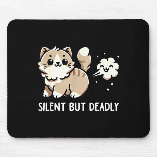 Mousepad Funny Cute Cat Kitten Lover Silent But Deadly Gift (Frente)