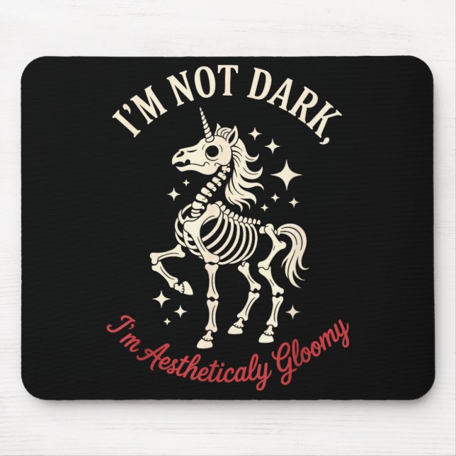 Mousepad Funny Cute Creepy Unicorn Skeleton Dark Humor Goth (Frente)