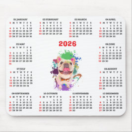 Mousepad Funny Cute Frenchie Dog Calendar 