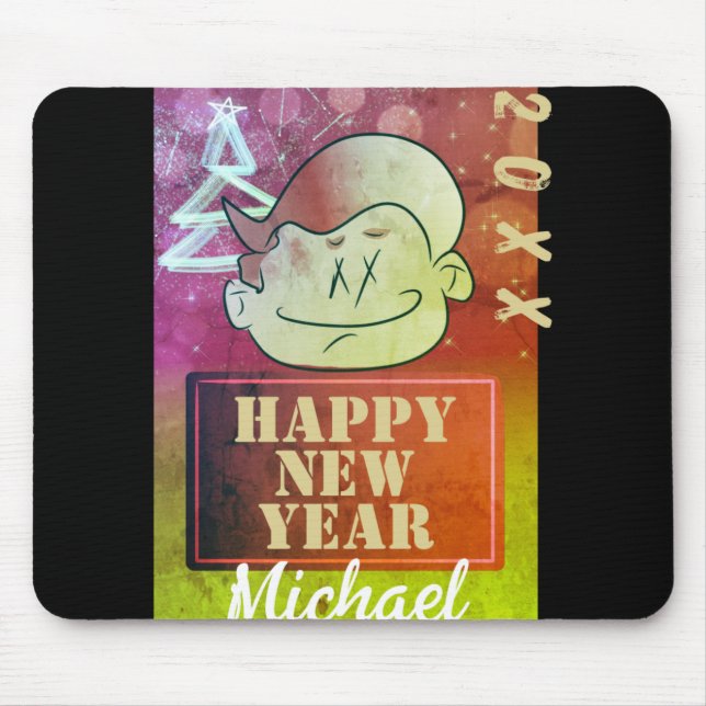 Mousepad Funny Cute Little Cartoon Boy Happy New Year T Shi (Frente)