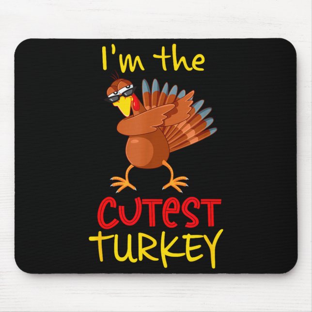 Mousepad Funny Cutest Turkey Matching Family Group Thanksgi (Frente)