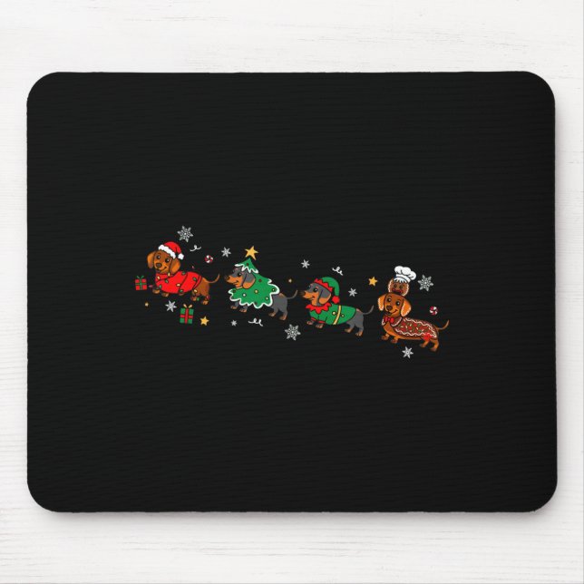 Mousepad Funny Dachshund Christmas Parade  (Frente)