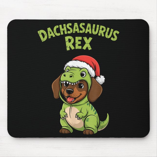 Mousepad Funny Dachshund Dog T-rex Costume Christmas Kids B (Frente)