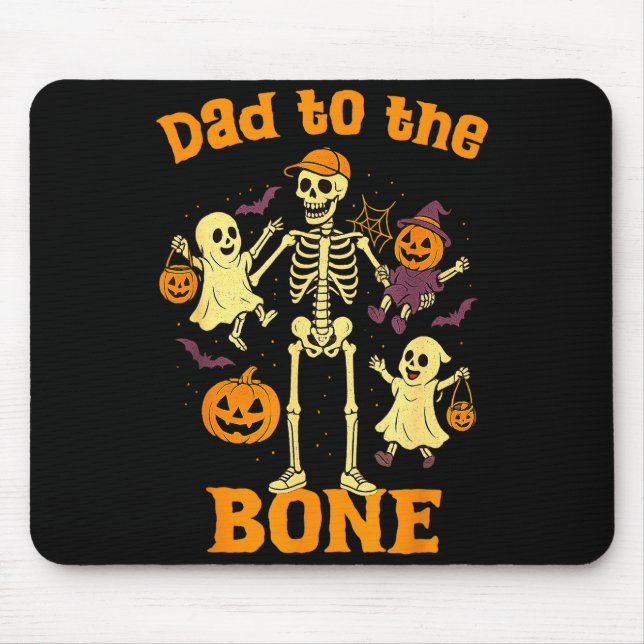 Mousepad Funny Dad To The Bone Skeleton With Kids Halloween (Frente)