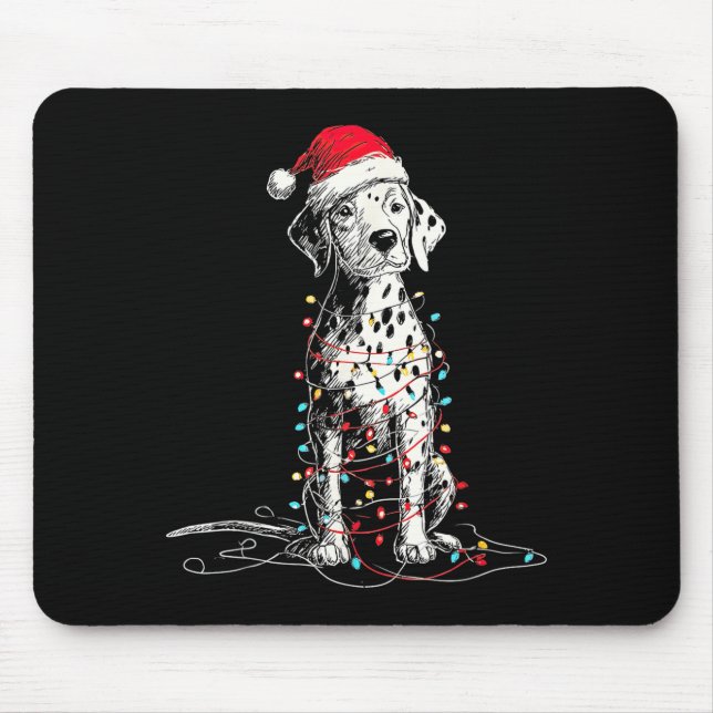 Mousepad Funny Dalmatian Christmas Graphics Dog Lights Love (Frente)