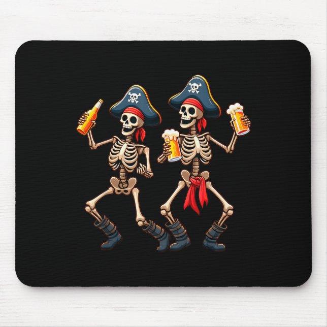 Mousepad Funny Dancing Rate Skeletons Beer Drinking Hallowe (Frente)
