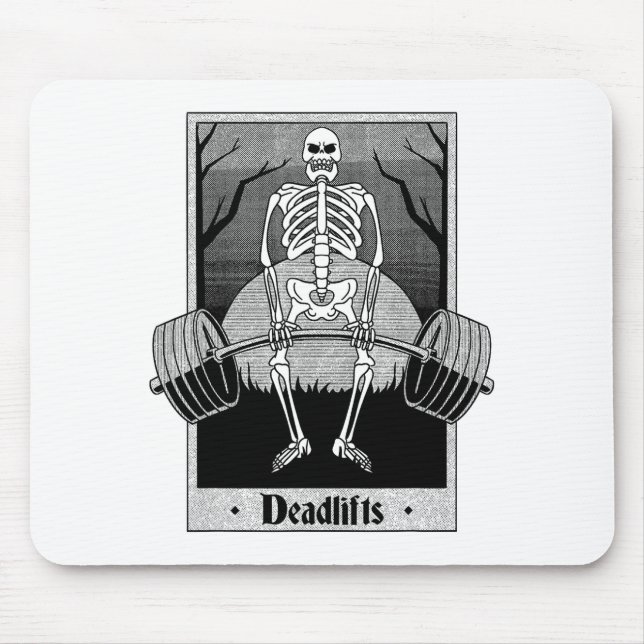 Mousepad Funny Deadlifts Weightlifter Skeleton Halloween Gy (Frente)