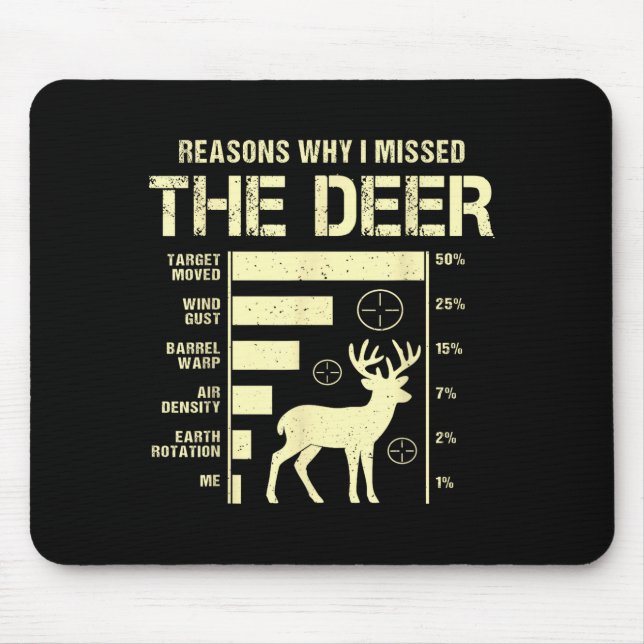 Mousepad Funny Deer Hunting Reasons Why I Missed The Deer H (Frente)
