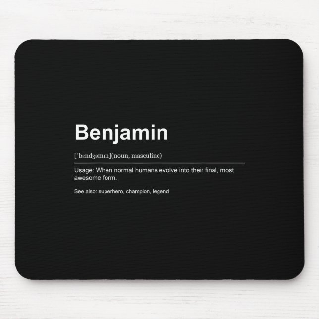 Mousepad Funny Definition Quote For The Name Benjamin _  (Frente)