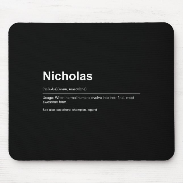 Mousepad Funny Definition Quote For The Name Nicholas _  (Frente)