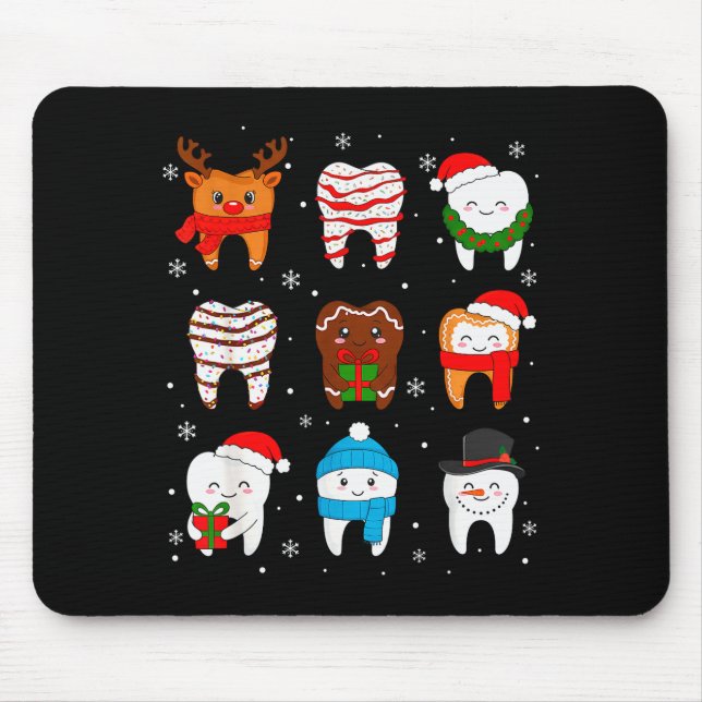 Mousepad Funny Dental Christmas Teeth Cute Xmas Dentist Squ (Frente)