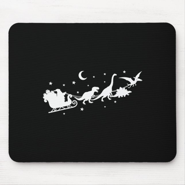 Mousepad Funny Dinosaur Santa Sleigh Xmas Pajamas For Famil (Frente)