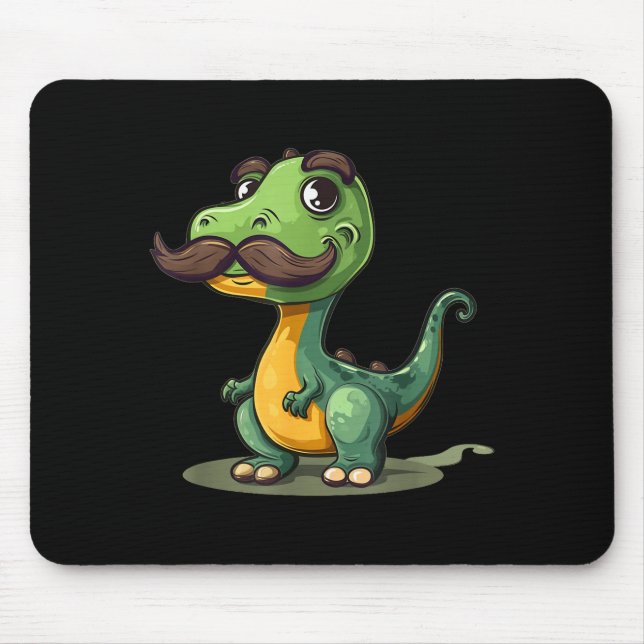 Mousepad Funny Dinosaur With Mustache Beard For Adults And  (Frente)