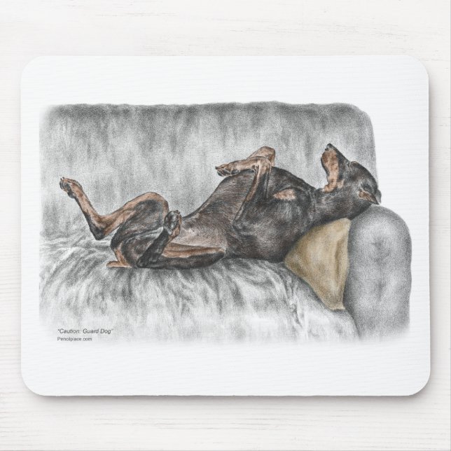 Mousepad Funny Doberman em Sofa (Frente)