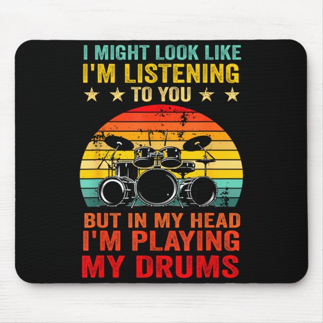 Mousepad Funny Drummer Men Women Drumline Drumming Musical  (Frente)