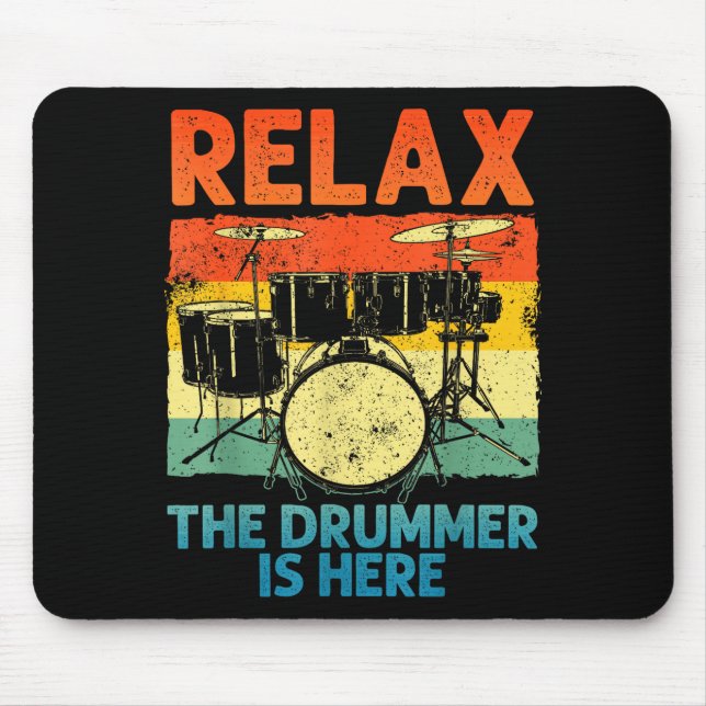 Mousepad Funny Drumming Art For Men Women Drumline Drum Set (Frente)