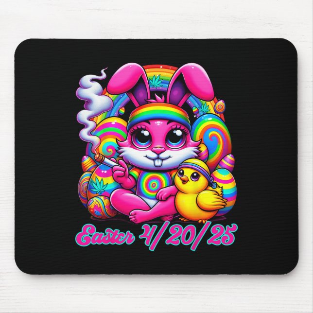 Mousepad Funny Easter Bunny Chick Smoking  (Frente)