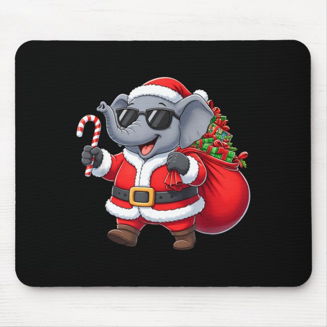Mousepad Funny Elephant Christmas Santa Outfit Xmas Boys Gi (Frente)