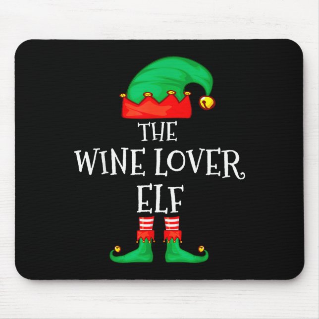 Mousepad Funny Elf Family Christmas The Wine Lover Elf Men  (Frente)