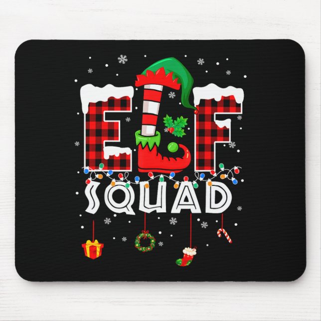 Mousepad Funny Elf Squad Christmas Family Matching Pajamas  (Frente)