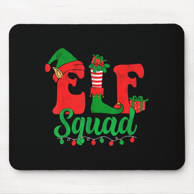 Mousepad Funny Elf Squad Santa Hat Family Matching Christma (Frente)
