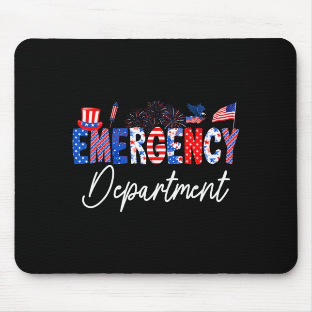 Mousepad Funny Emergency Department Er Nurse Usa Flag 4th O (Frente)