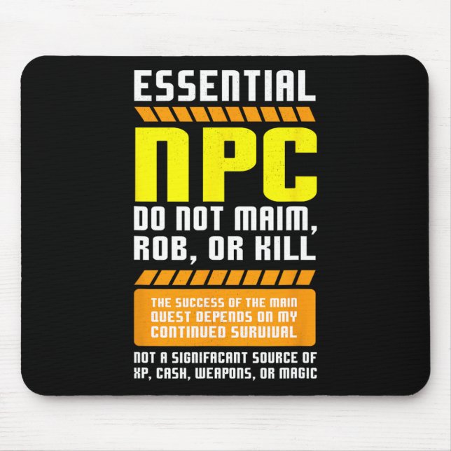 Mousepad Funny Essential Npc Gamer And Gaming Non Player Ch (Frente)