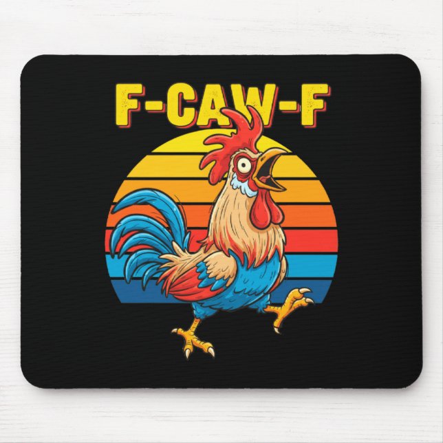 Mousepad Funny F Awk F Chicken F Caw F Rooster Pun Retro Cl (Frente)