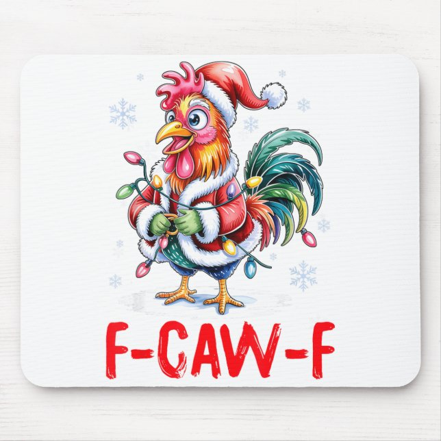 Mousepad Funny F-caw-f Chicken Humor Santa Rooster Christma (Frente)