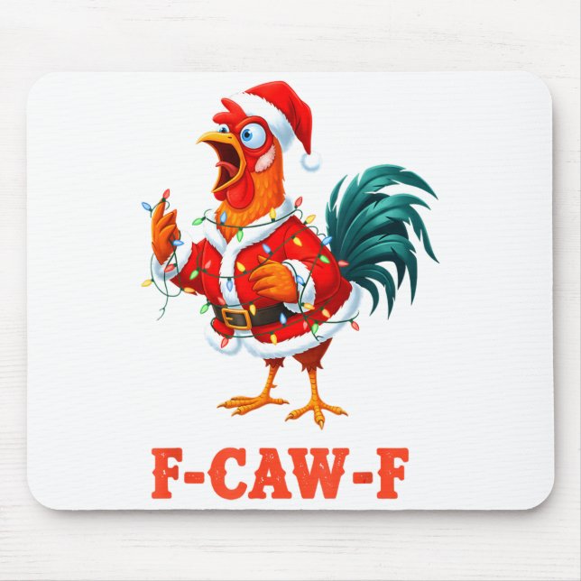 Mousepad Funny F-caw-f Chicken Humor Santa Rooster Christma (Frente)