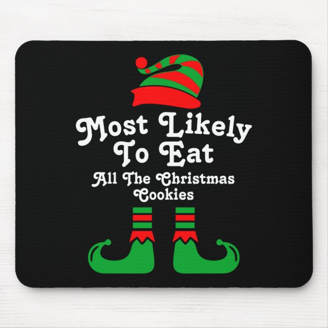 Mousepad Funny Family Christmas Most Likely To Elf  (Frente)