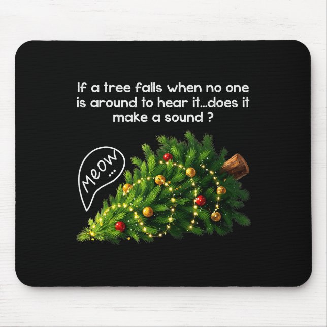 Mousepad Funny Felines Pushing Christmas Tree Ugly Xmas Paj (Frente)