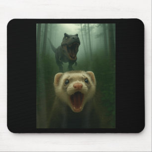 Mousepad Funny Ferret Selfie com T-rex Dinossauros Mulheres