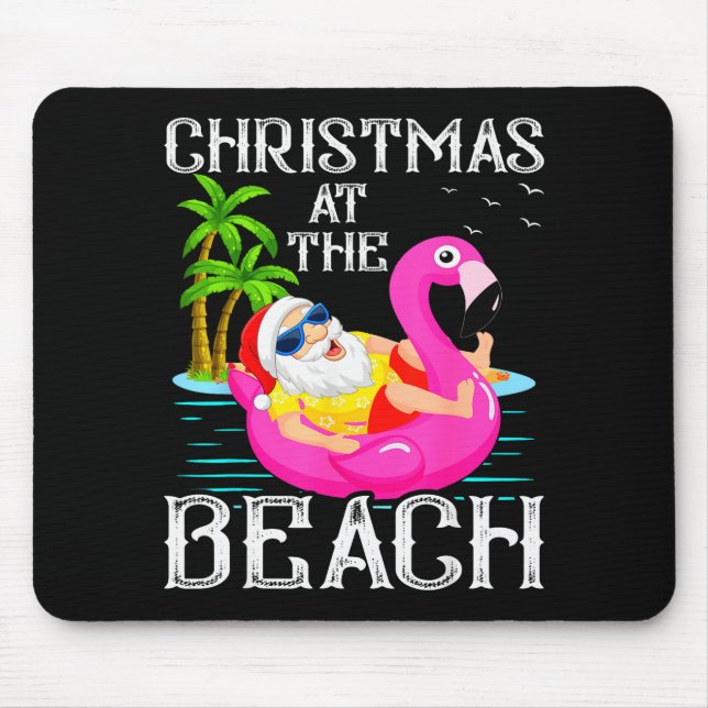 Mousepad Funny Flamingo Float Santa Claus Christmas At The  (Frente)