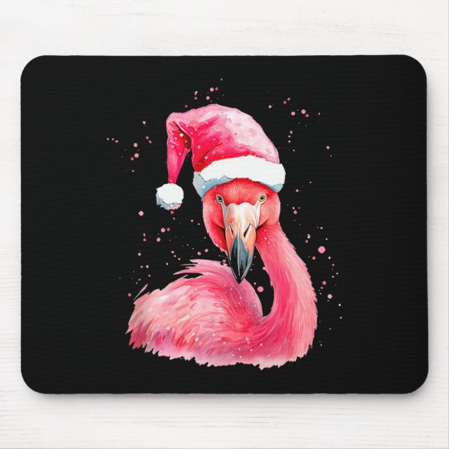 Mousepad Funny Flamingo Watercolor Christmas Secret Santa H (Frente)