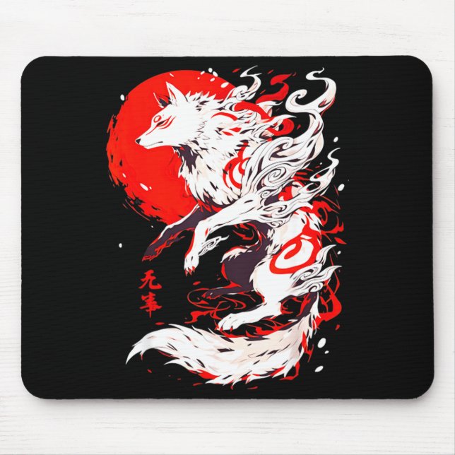 Mousepad Funny Fox Animal Cute Okami Basic Japan Style Retr (Frente)