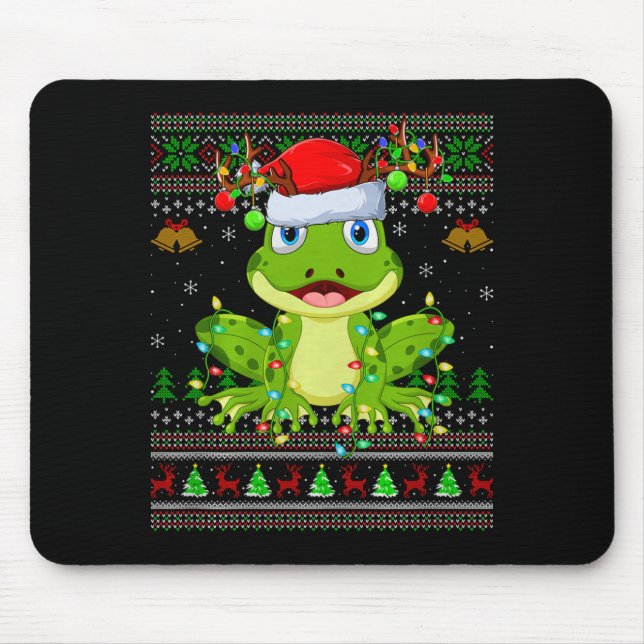 Mousepad Funny Frog Ugly Christmas Sweaters Holiday Santa C (Frente)