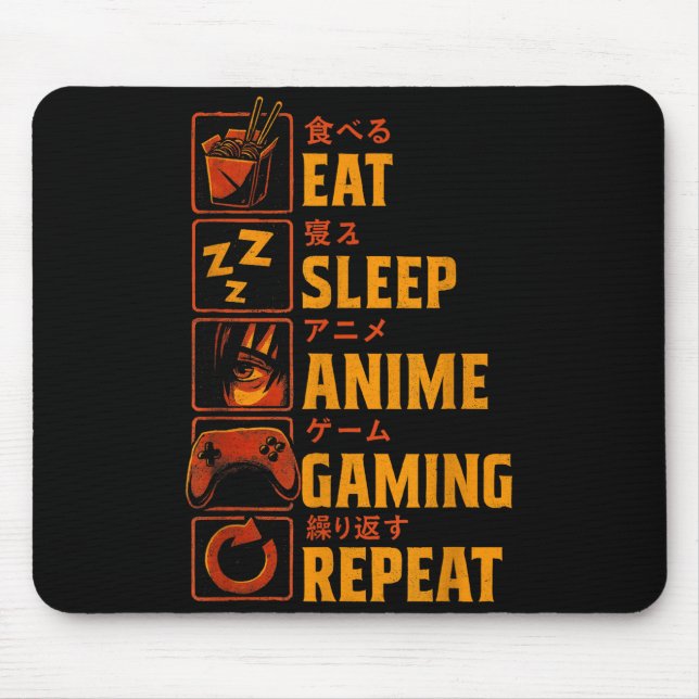 Mousepad Funny Gamer Anime Graphic Tee Men Boys Teens Video (Frente)