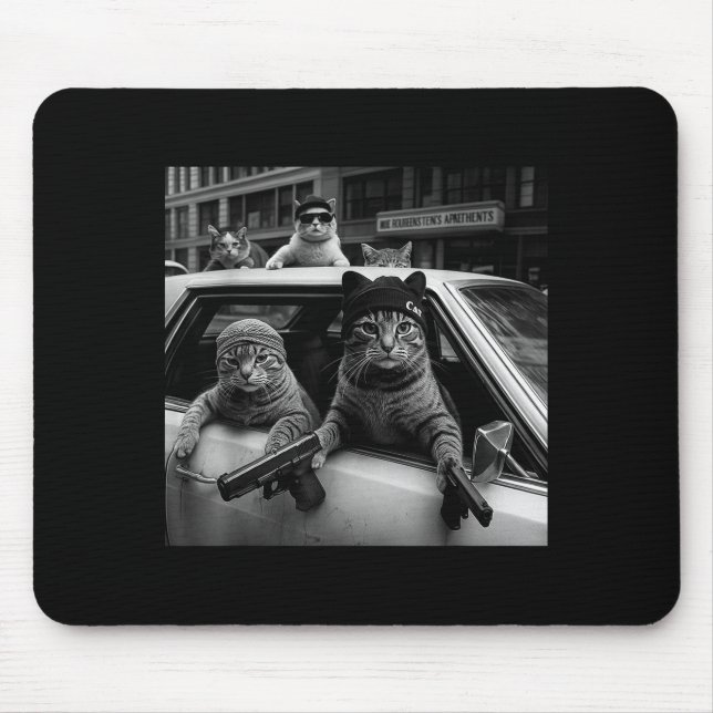 Mousepad Funny Gangster Cats Men Women Lover Cat Street Gra (Frente)