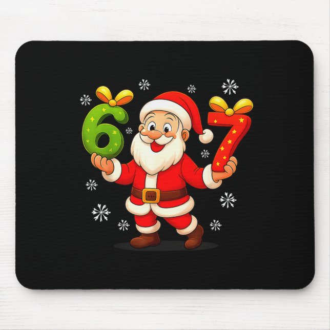 Mousepad Funny Gen Alpha Slang 6 7 Christmas Santa Six Seve (Frente)