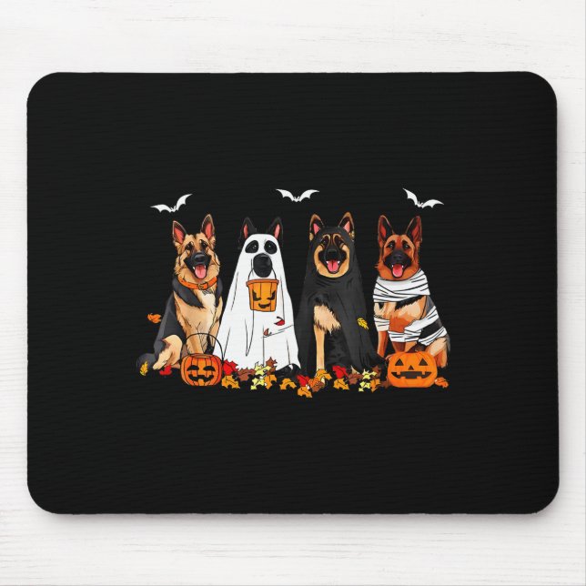 Mousepad Funny Ghost German Shepherd Halloween Dog Mom Dog  (Frente)