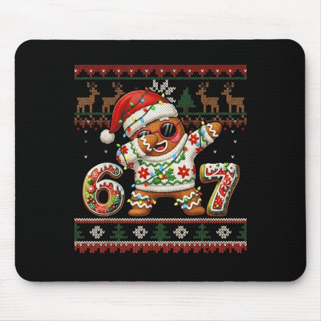 Mousepad Funny Gingerbread 67 Ice Cream Drip Christmas Ugly (Frente)